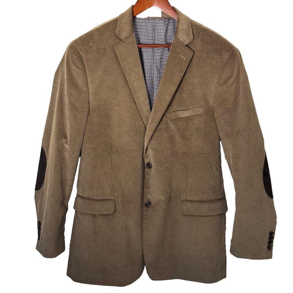 Saddlebred Heritage Corduroy Beige Men's Sport Coat 100% Cotton Size 44 Long